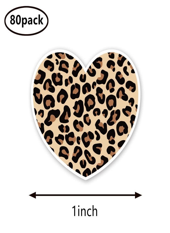 GUVSPTI Leopard Print Heart Stickers 1in for Scrapbooking, Arts, Craft, Kids DIY, Calendars Journals 80-Pack - Image 2
